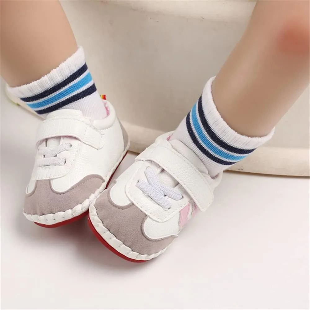 HsdsBebe Baby Boys Girls Pu Leather Hard Bottom Walking Sneakers Toddler Rubber Sole First Walkers Infant Cartoon Slippers Crib Shoes