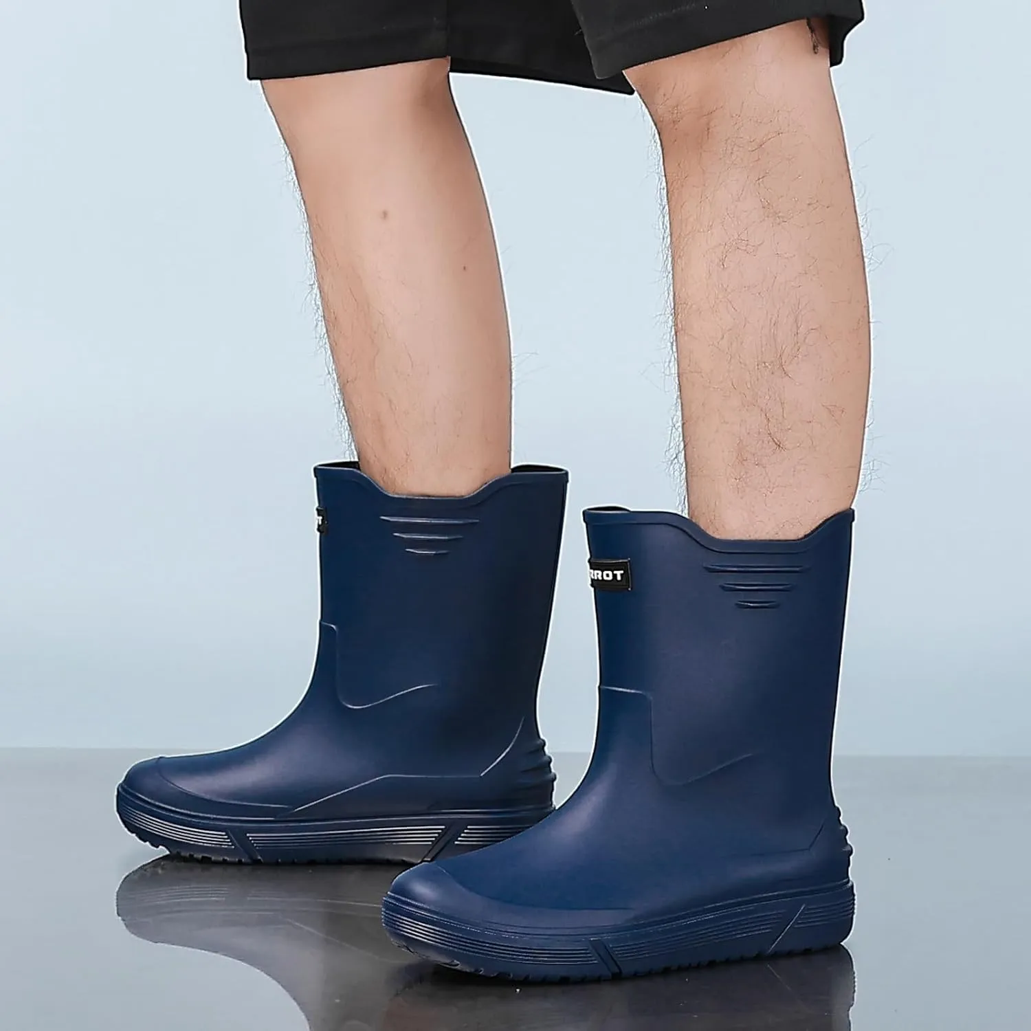 Hsttgsr Rain Boots for Men Waterproof Fashionable Rubber Boots Non-slip Outdoor Garden Boots Mid Calf Muck Work Shoes Comfort Lightweight Rainboots for Fishing Climbing