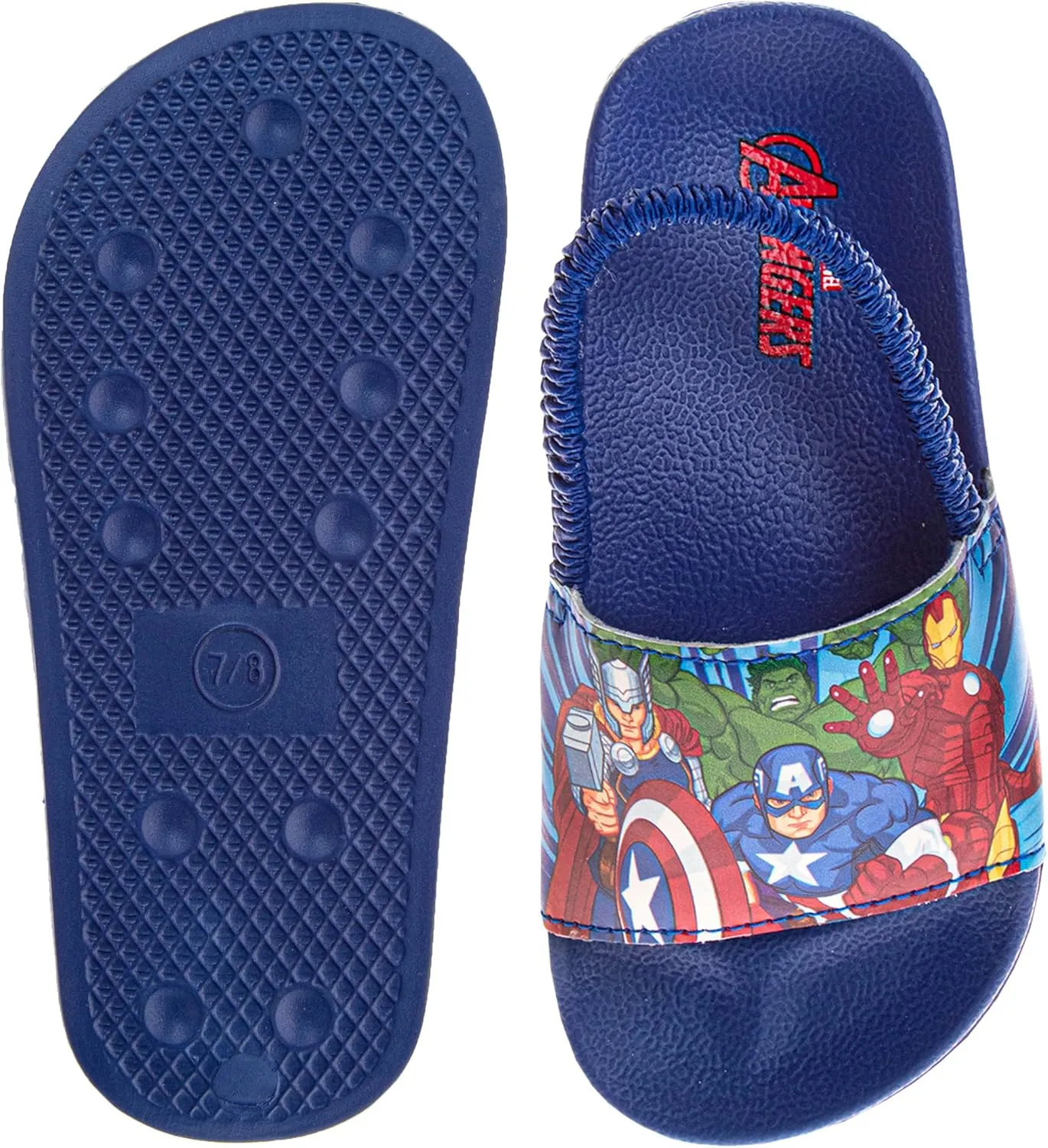Josmo Boys Slide Open Toe Summer Sandals SlipOn Pool Slides Spiderman, Avengers, Sonic the Hedgehog (sizes: 5-10 toddler / 11-12 little kid)