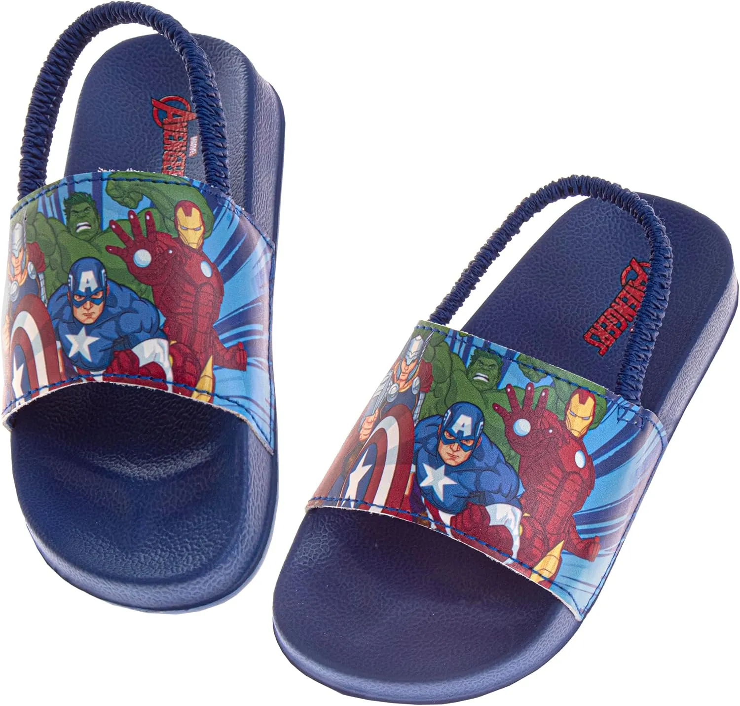 Josmo Boys Slide Open Toe Summer Sandals SlipOn Pool Slides Spiderman, Avengers, Sonic the Hedgehog (sizes: 5-10 toddler / 11-12 little kid)