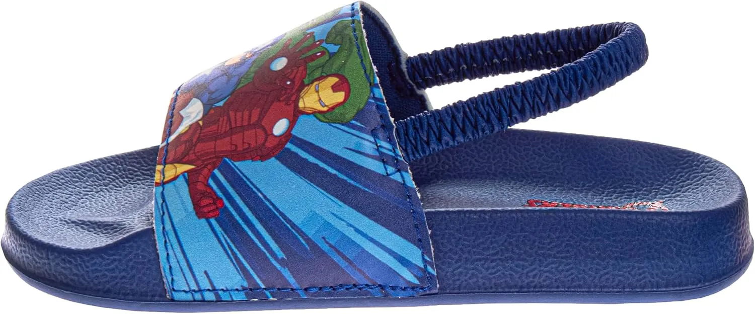 Josmo Boys Slide Open Toe Summer Sandals SlipOn Pool Slides Spiderman, Avengers, Sonic the Hedgehog (sizes: 5-10 toddler / 11-12 little kid)