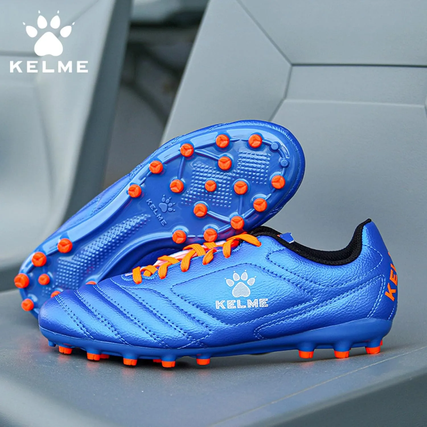 KELME K-Fighting Microfiber Leather Soccer Cleats, Firm/Artificial Ground Outdoor Shoes, for Men Women