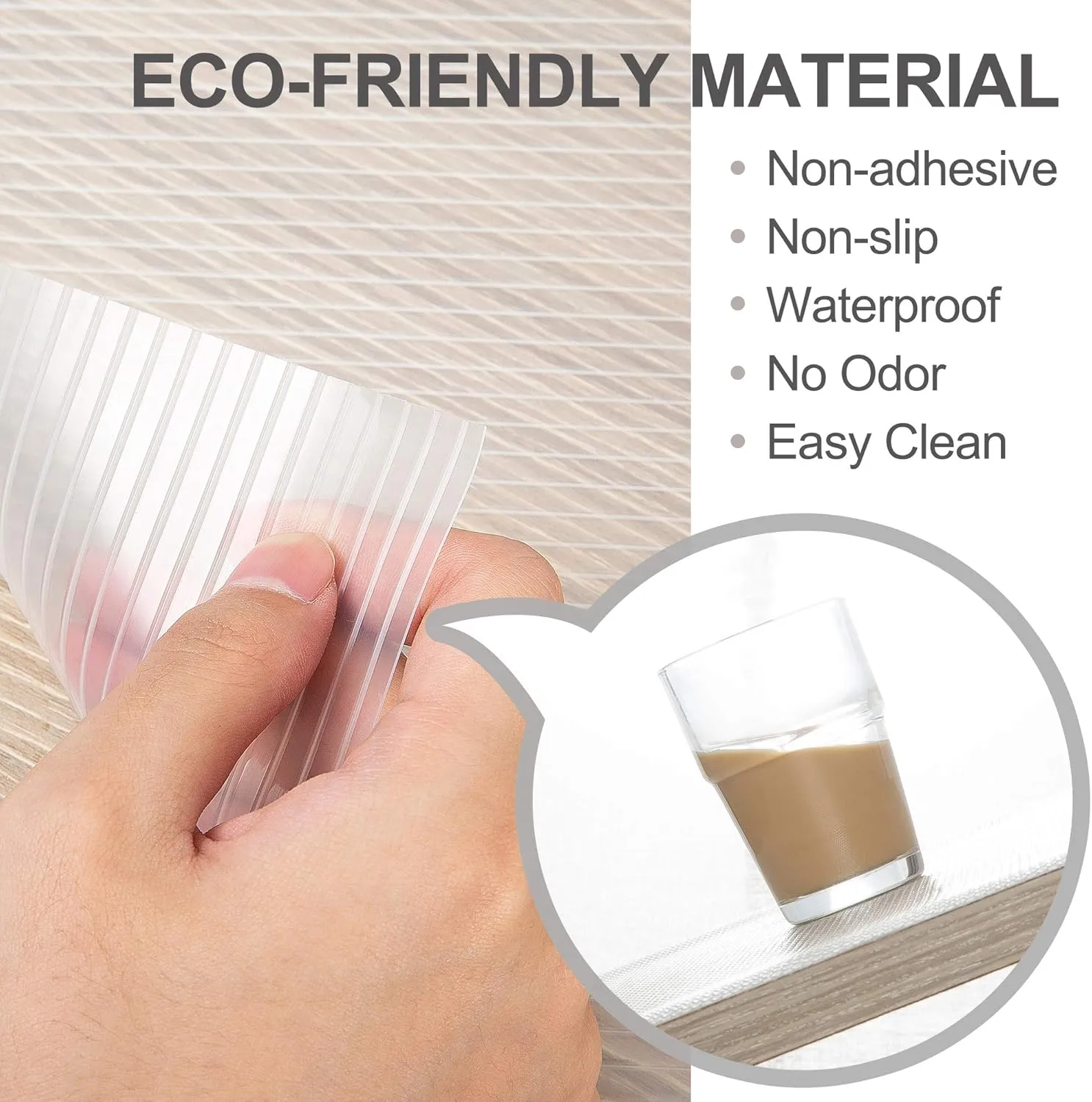 Kitchen Cabinet Liner, Non-Adhesive Shelf Liner, 12IN x 20FT Double Sided Non-Slip Drawer Liner Washable for Kitchen, Shoe Rack - Clear