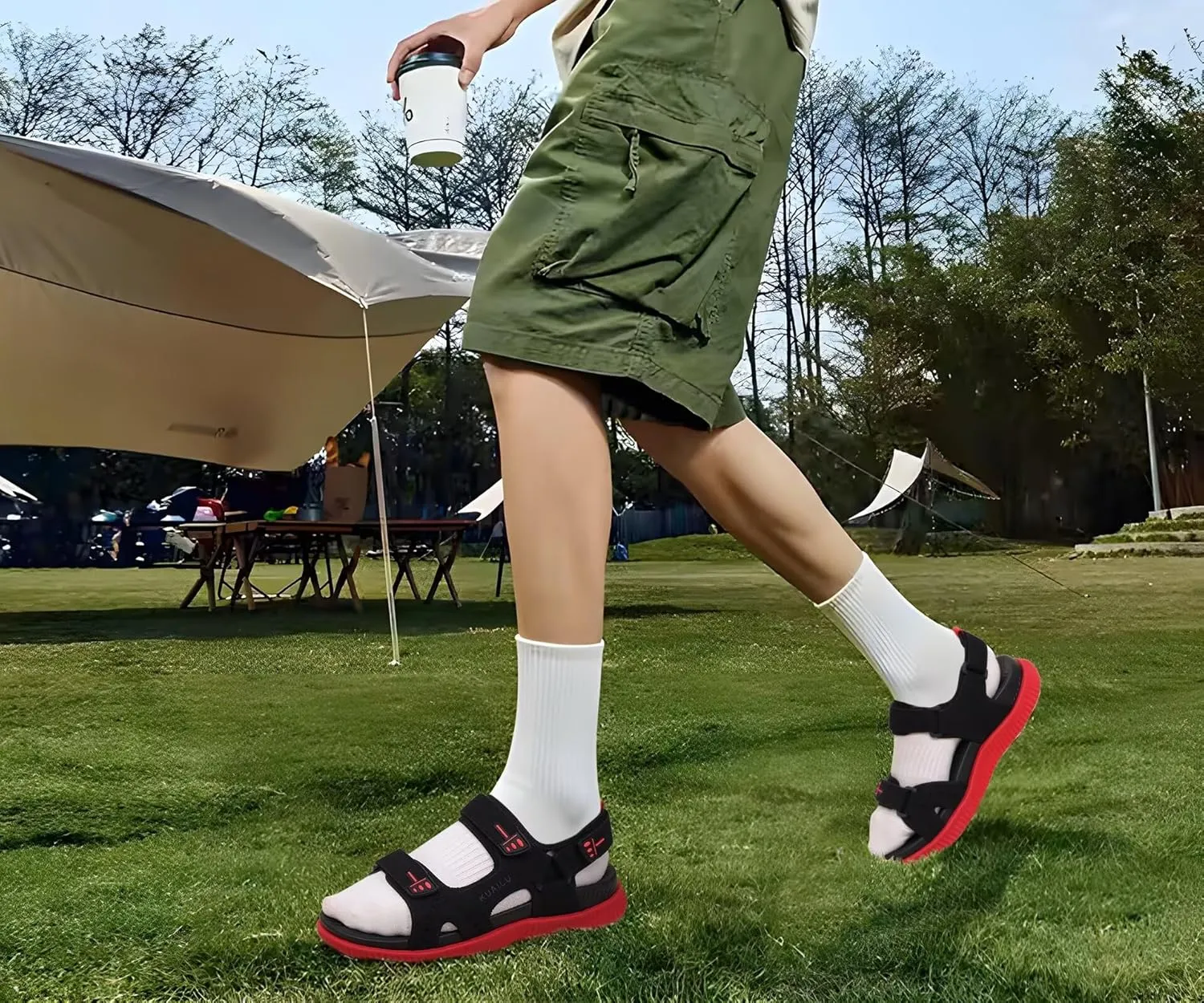 KuaiLu Mens Hiking Sandals With Arch Support Sport Recovery Athletic Walking Sandals For Man Outdoor Summer Casual Thick Cushion Beach Water Fisherman Sandal Size 7-15