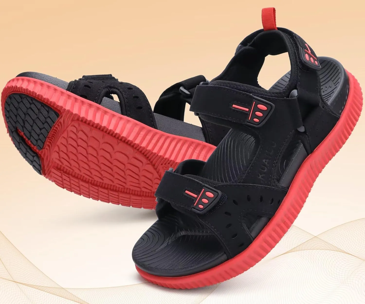KuaiLu Mens Hiking Sandals With Arch Support Sport Recovery Athletic Walking Sandals For Man Outdoor Summer Casual Thick Cushion Beach Water Fisherman Sandal Size 7-15
