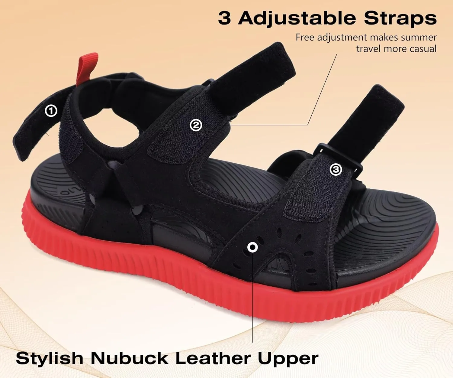 KuaiLu Mens Hiking Sandals With Arch Support Sport Recovery Athletic Walking Sandals For Man Outdoor Summer Casual Thick Cushion Beach Water Fisherman Sandal Size 7-15