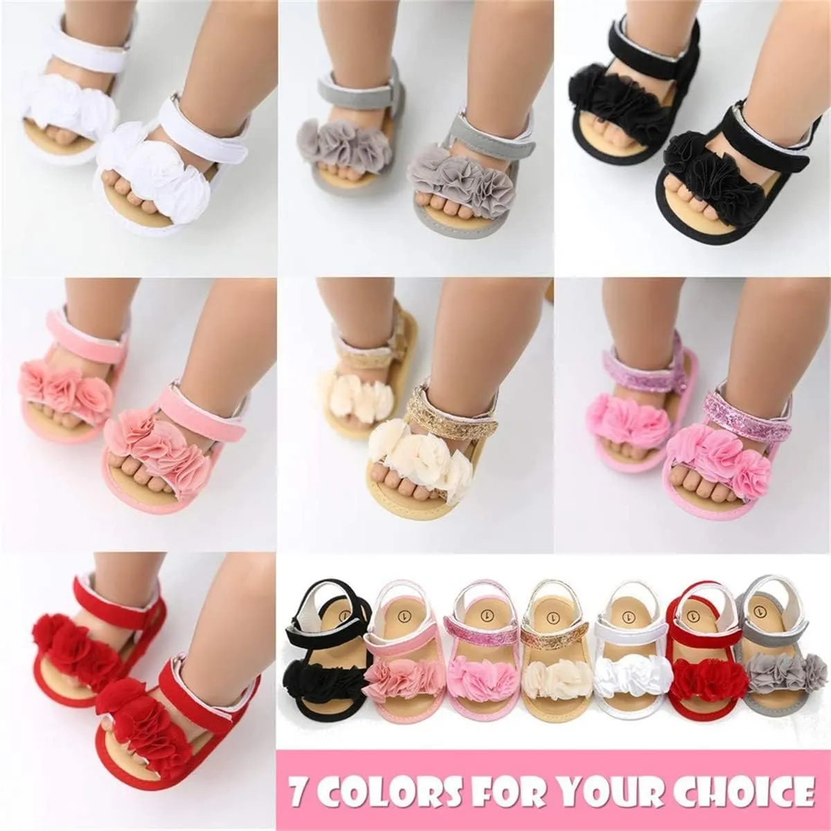 LAFEGEN Infant Baby Girls Summer Sandals Newborn Toddler First Walker Crib Dress Shoes