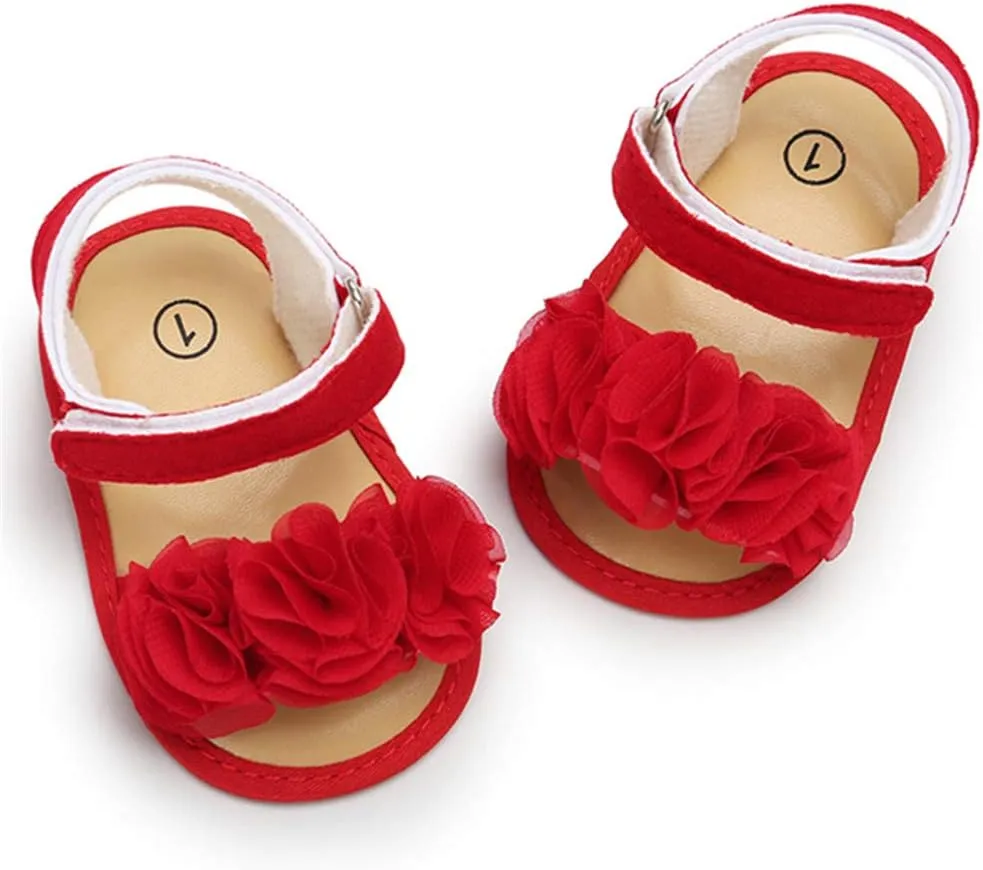 LAFEGEN Infant Baby Girls Summer Sandals Newborn Toddler First Walker Crib Dress Shoes