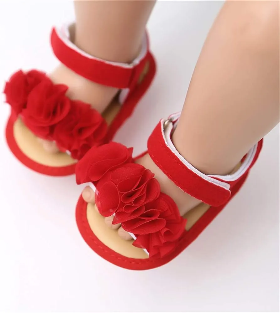 LAFEGEN Infant Baby Girls Summer Sandals Newborn Toddler First Walker Crib Dress Shoes