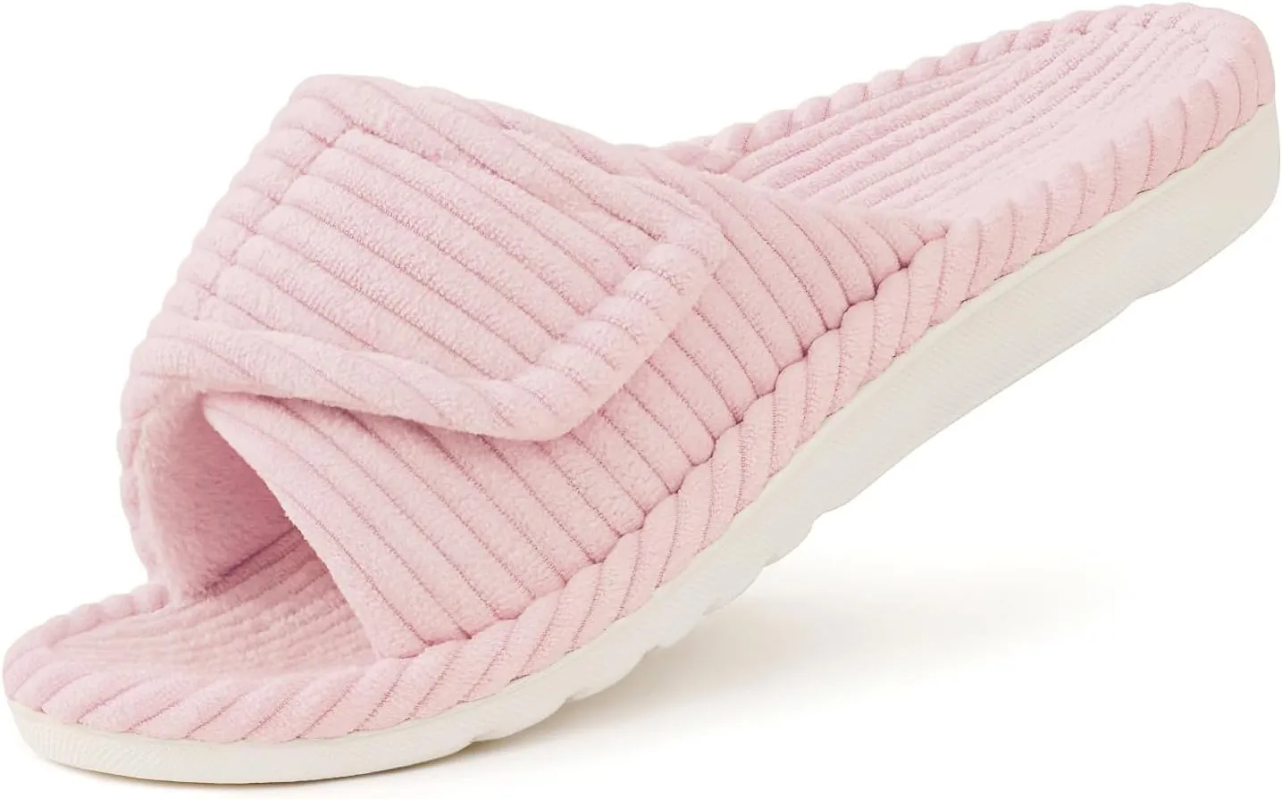 Litfun Orthopedic House Slippers for Women Adjustable Arch Support Indoor Slippers Open Toe Corduroy Bedroom Shoes