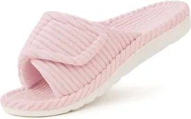 Litfun Orthopedic House Slippers for Women Adjustable Arch Support Indoor Slippers Open Toe Corduroy Bedroom Shoes