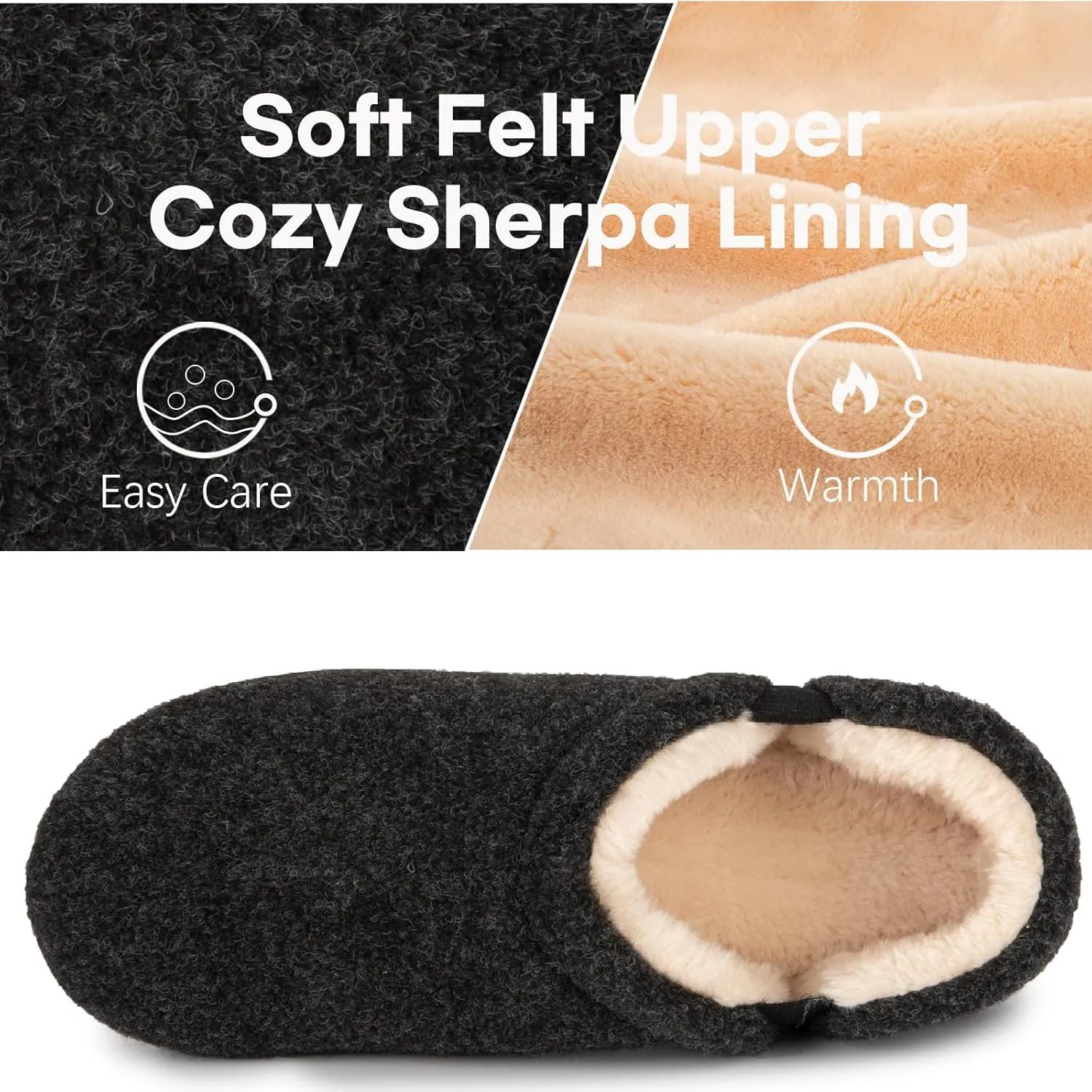 LongBay Men's Slippers Warm Bedroom House Shoes Slip-On Memory Foam Winter House Slippers for Indoor Outdoor