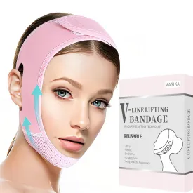 MASIKA Chin Strap for Sleeping,Adjustable Chin Strap,Jaw Strap,Jawline Shaper,V-Line Mask Chin Up Mask V Shaped Face Mask, Jaw Exerciser,Reusable chin strap,Pink