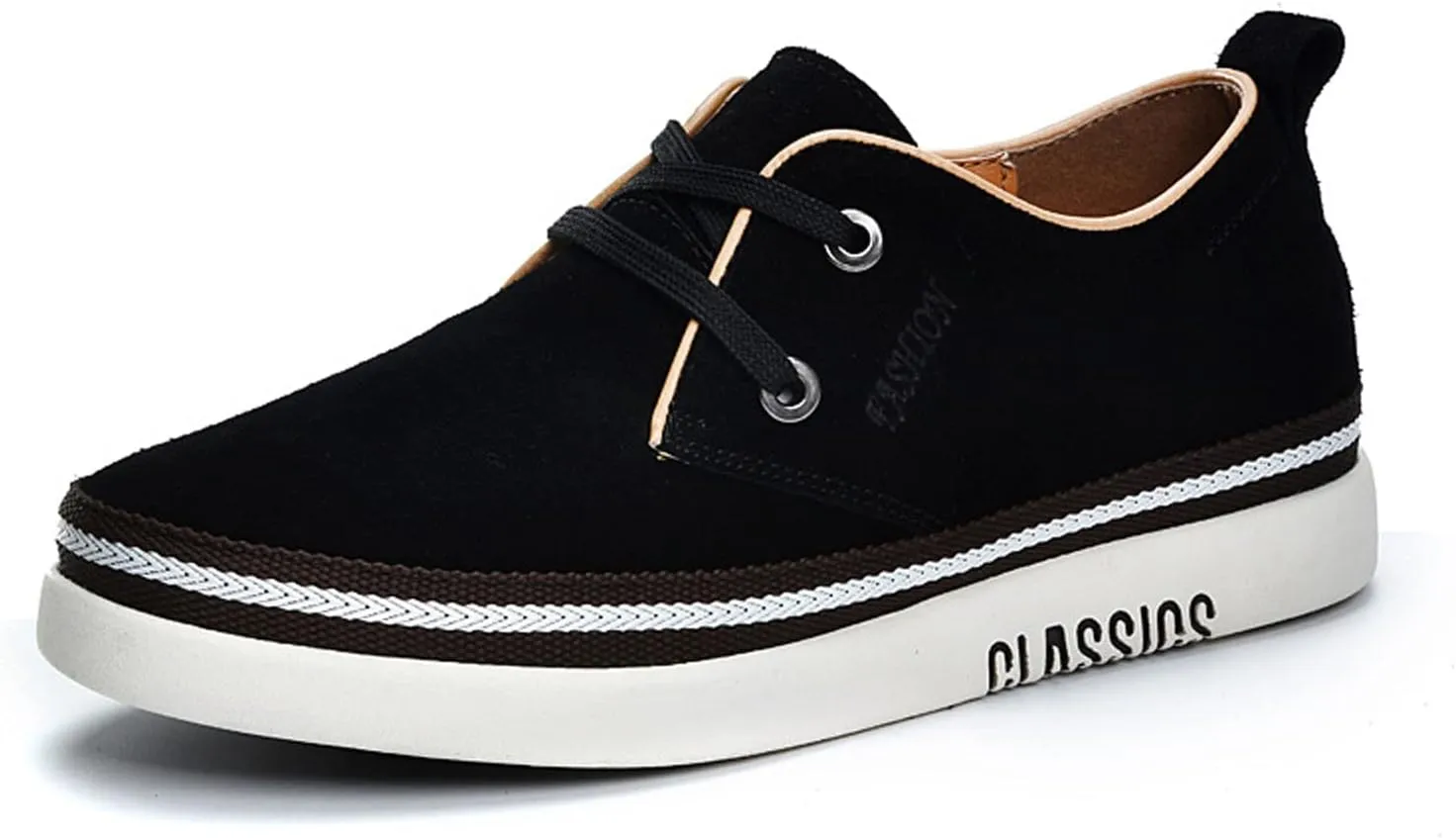 Men's Casual Oxford Shoes 2.36 Inches Invisible Height Elevator Shoes Invisible Height Lifting Shoes Lace Up Flannelette Cowhide Leather Dress Shoes - Hidden Heel