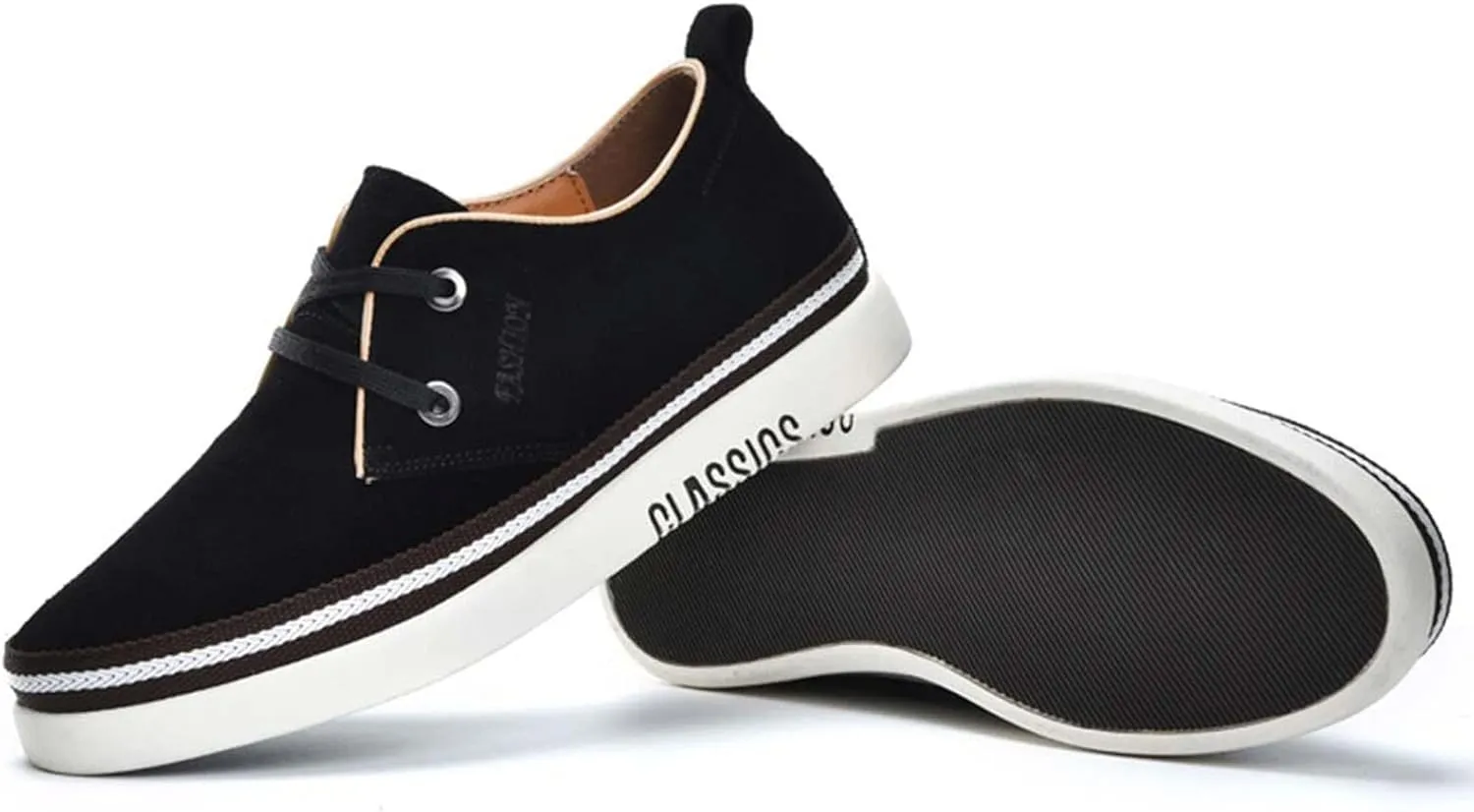 Men's Casual Oxford Shoes 2.36 Inches Invisible Height Elevator Shoes Invisible Height Lifting Shoes Lace Up Flannelette Cowhide Leather Dress Shoes - Hidden Heel
