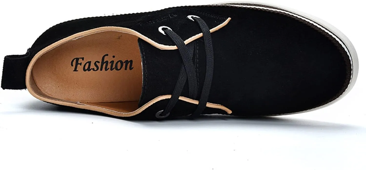 Men's Casual Oxford Shoes 2.36 Inches Invisible Height Elevator Shoes Invisible Height Lifting Shoes Lace Up Flannelette Cowhide Leather Dress Shoes - Hidden Heel