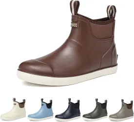 Mens Deck Boots, Deck Shoes Waterproof Rain Boots, Saltwater Fishing Ankle Boots, Non-Slip Rubber Garden Muck Boots for Gardening Boating Camping Sailing Fishing