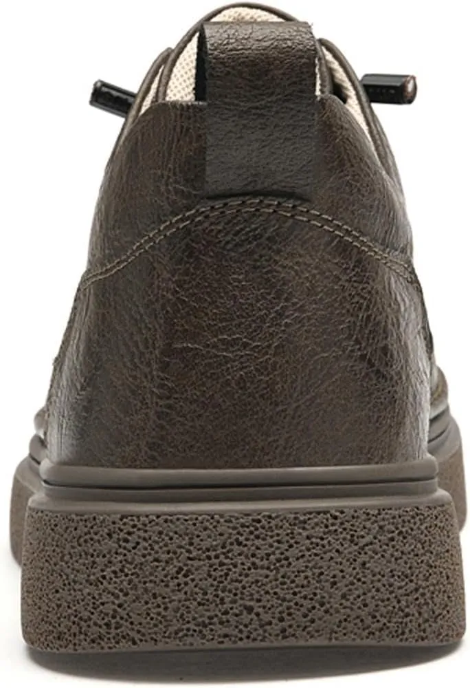 Men's Fashion Casual Oxford Shoes 1.96 Inches Taller Invisible Height Increasing Elevator Shoes Male Lifting Shoes Lace-up Cowhide Leather Dress Shoes