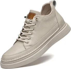 Men's Invisible Height Increasing Elevator Shoes 2.5 Inches Taller Height Sneakers Leather Casual Shoes with Breathable or Plush Lining