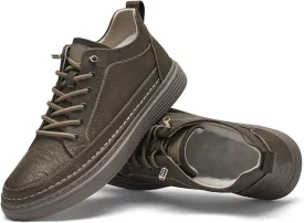 Men's Invisible Height Increasing Elevator Shoes 2.5 Inches Taller Height Sneakers Leather Casual Shoes with Breathable or Plush Lining