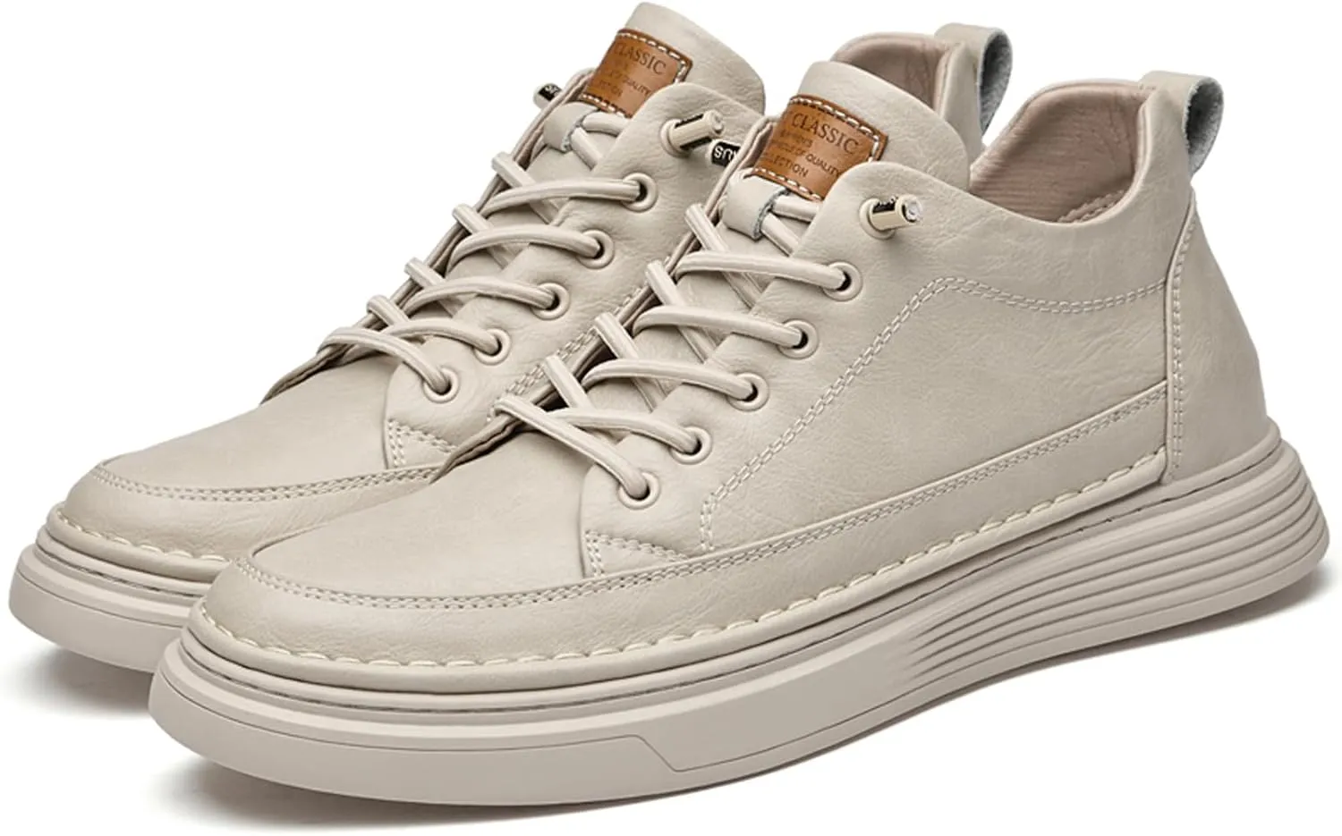 Men's Invisible Height Increasing Elevator Shoes 2.5 Inches Taller Height Sneakers Leather Casual Shoes with Breathable or Plush Lining