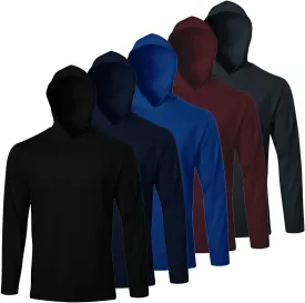 Men's Pack Dry-Fit UV Moisture Wicking Shirts UPF 50  Breathable Long Sleeve Tees Sun Protection T-Shirt with Hood