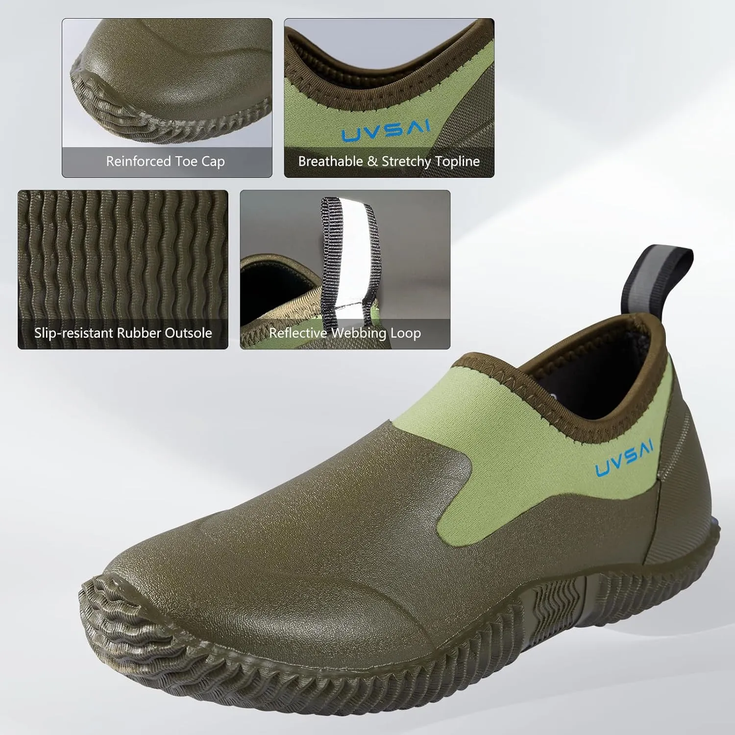 Mens Waterproof Garden Shoes Rain Boots Slip-On Footwear for Gardening Farming Camping Lawn Care Yard Work
