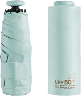 Mini Sun Travel UV Umbrella Anti UPF 50 Protection 99.9% Micro handle Coating Layer Fabric Compact/Lightweight Small Portable Backpack/Folding Purse Pocket Umbrella Rain/Blocking/Men Women Kids