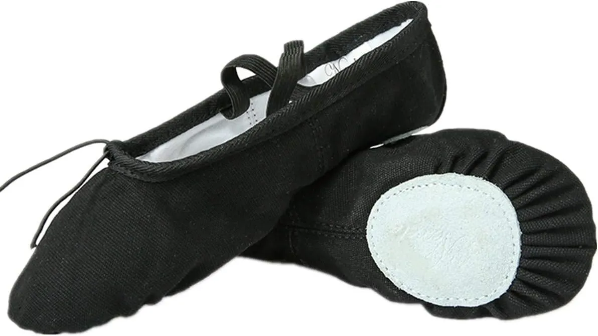 Nexete Women Canvas Ballet Dance Shoes Yoga Gymnastics Leather Split-Sole Slipper Flate Shoes for Women