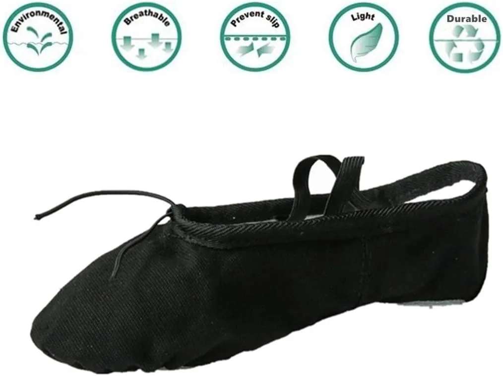 Nexete Women Canvas Ballet Dance Shoes Yoga Gymnastics Leather Split-Sole Slipper Flate Shoes for Women