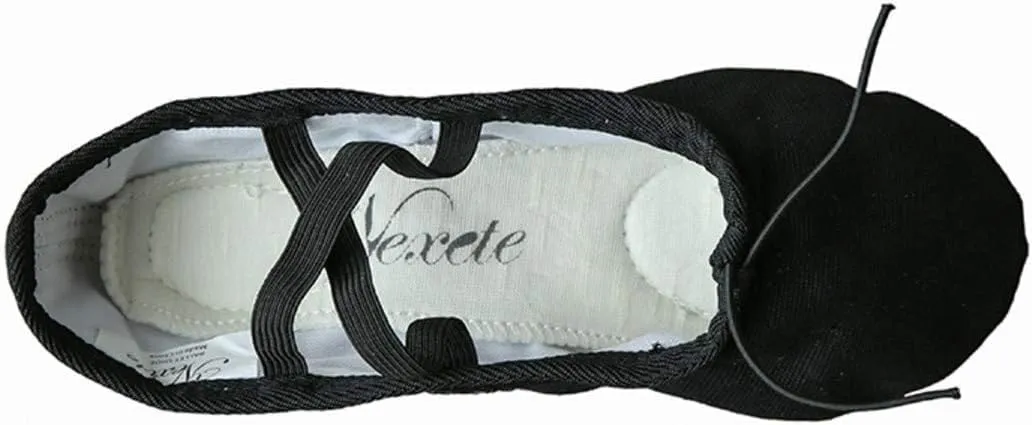 Nexete Women Canvas Ballet Dance Shoes Yoga Gymnastics Leather Split-Sole Slipper Flate Shoes for Women