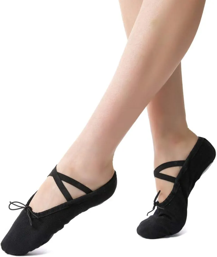 Nexete Women Canvas Ballet Dance Shoes Yoga Gymnastics Leather Split-Sole Slipper Flate Shoes for Women