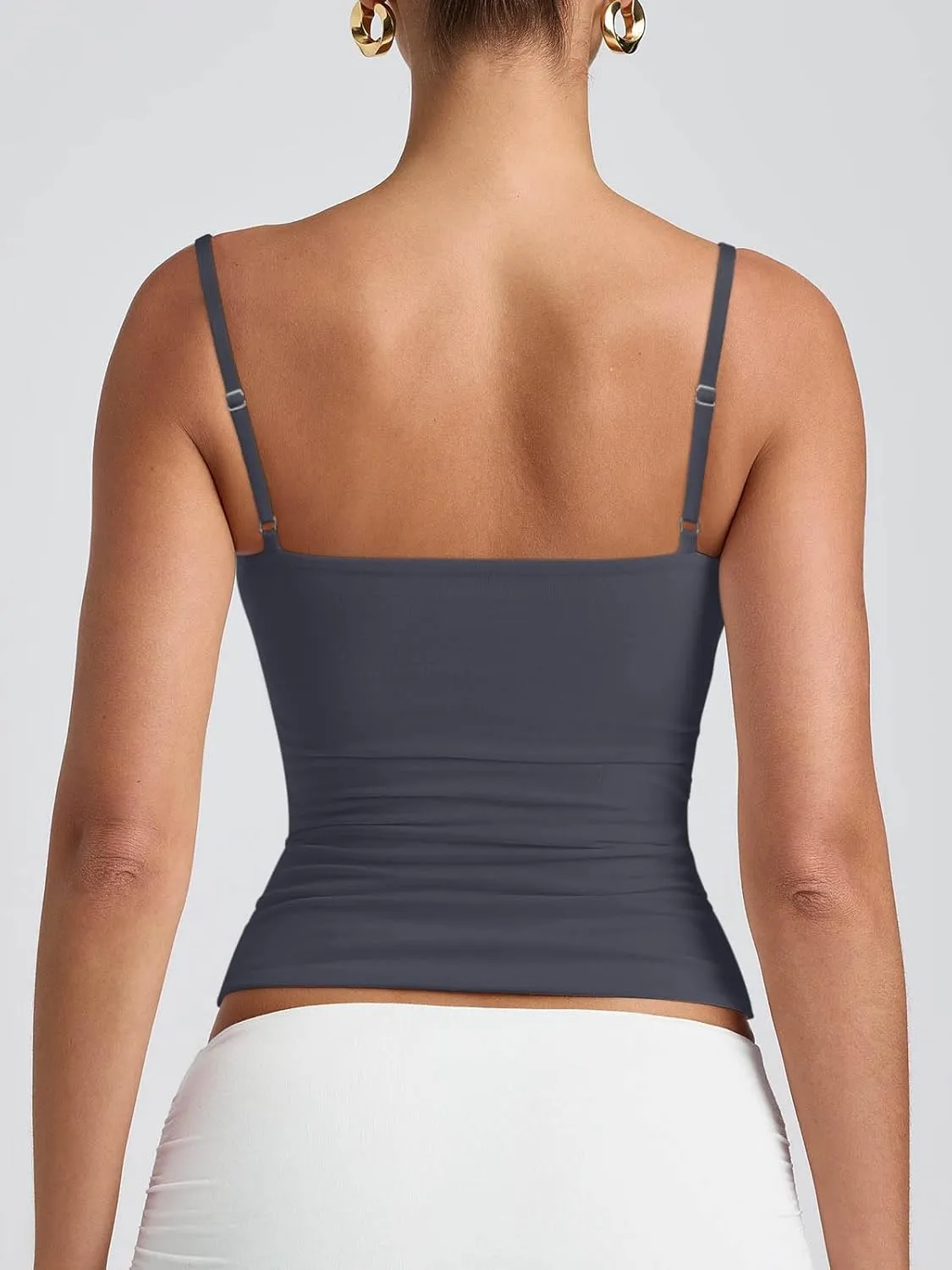 PINKMSTYLE Women's Basic Double Lined Scoop Neck Tank Tops Adjustable Cami Tank Summer Sleeveless Tops