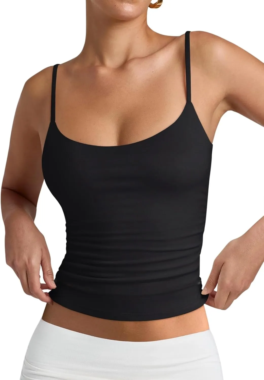 PINKMSTYLE Women's Basic Double Lined Scoop Neck Tank Tops Adjustable Cami Tank Summer Sleeveless Tops