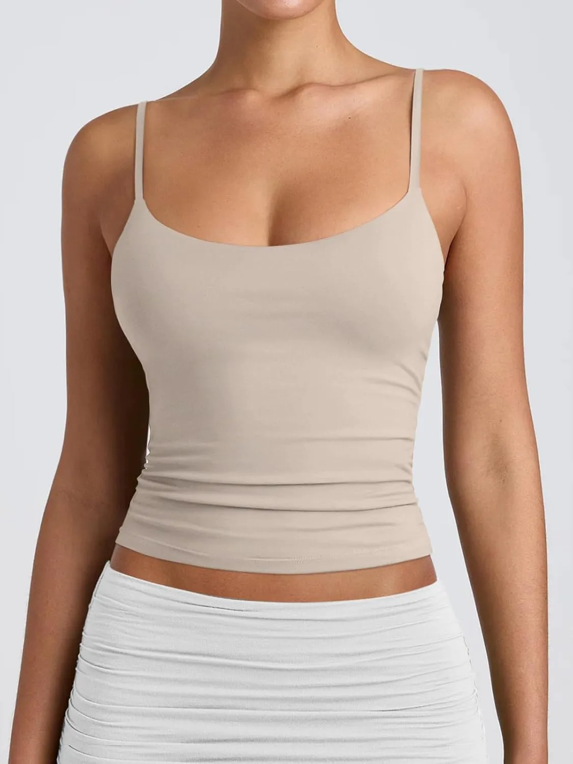PINKMSTYLE Women's Basic Double Lined Scoop Neck Tank Tops Adjustable Cami Tank Summer Sleeveless Tops