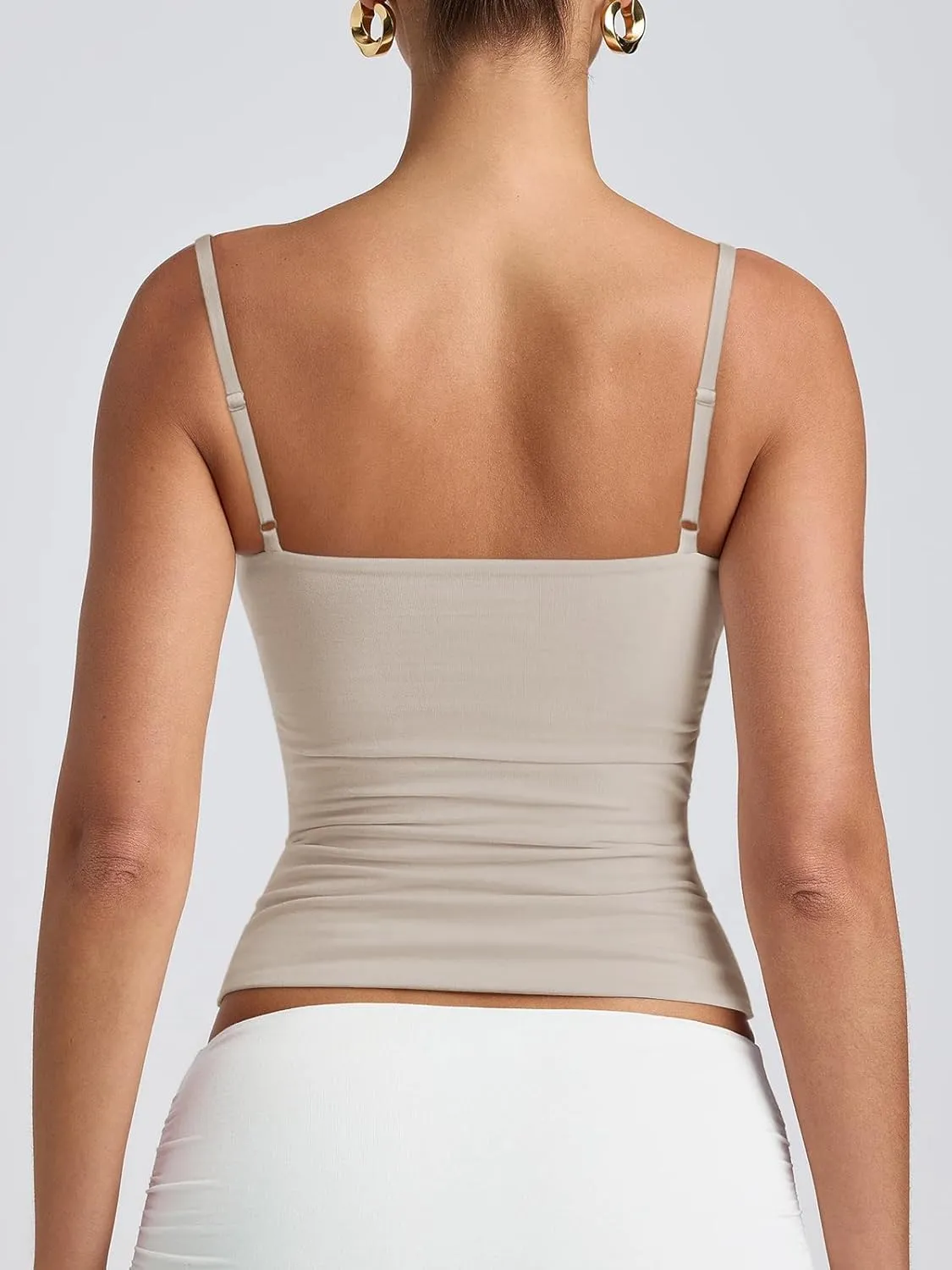 PINKMSTYLE Women's Basic Double Lined Scoop Neck Tank Tops Adjustable Cami Tank Summer Sleeveless Tops