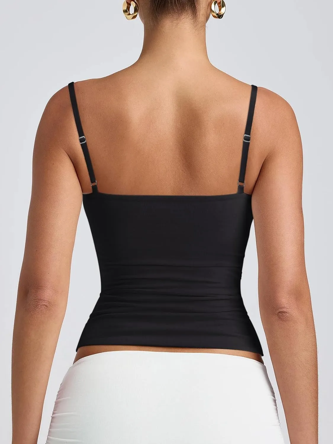 PINKMSTYLE Women's Basic Double Lined Scoop Neck Tank Tops Adjustable Cami Tank Summer Sleeveless Tops