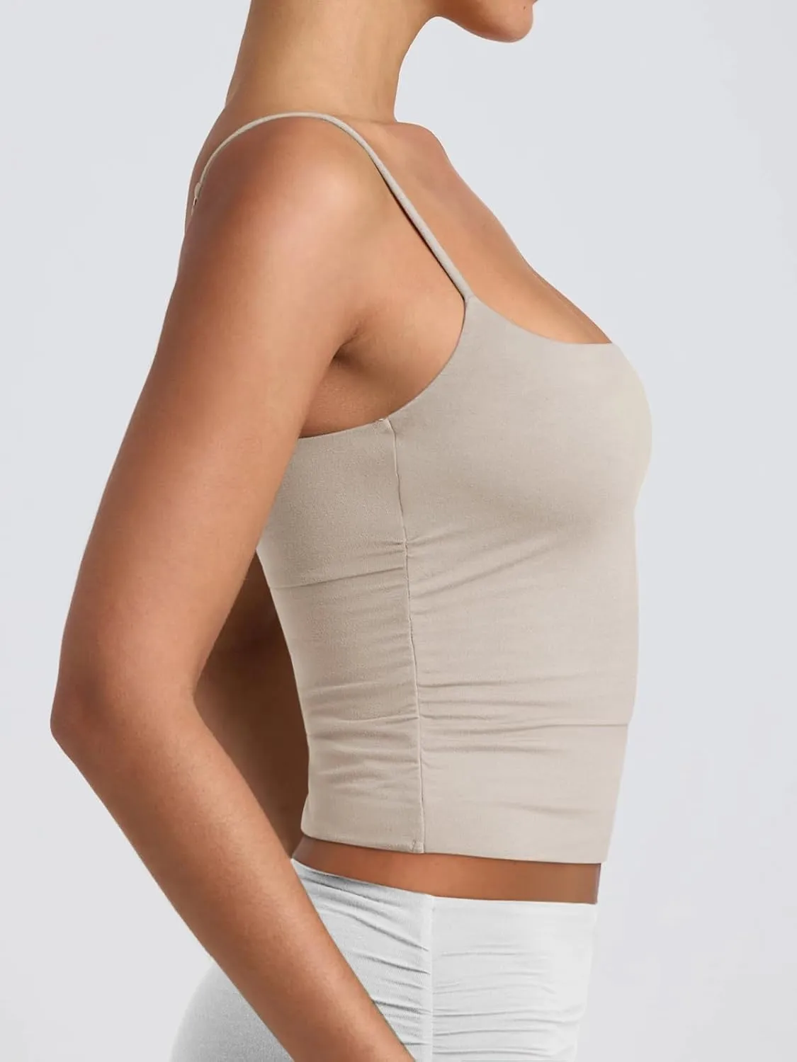 PINKMSTYLE Women's Basic Double Lined Scoop Neck Tank Tops Adjustable Cami Tank Summer Sleeveless Tops