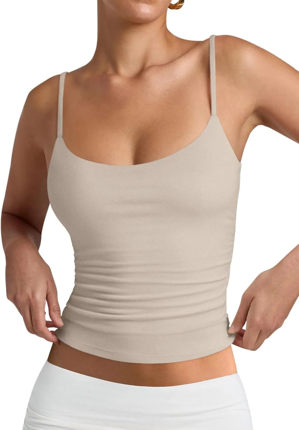 PINKMSTYLE Women's Basic Double Lined Scoop Neck Tank Tops Adjustable Cami Tank Summer Sleeveless Tops