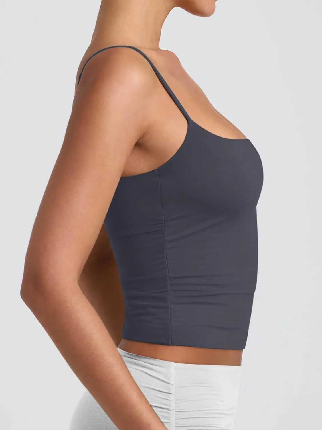 PINKMSTYLE Women's Basic Double Lined Scoop Neck Tank Tops Adjustable Cami Tank Summer Sleeveless Tops