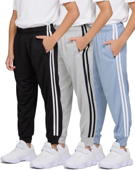 PURE CHAMP 3 Pack Boys Sweatpants Mesh Lightweight Kids Clothes with Zipper Pockets Active Quick-Dry Boys Pants Sizes 4-20