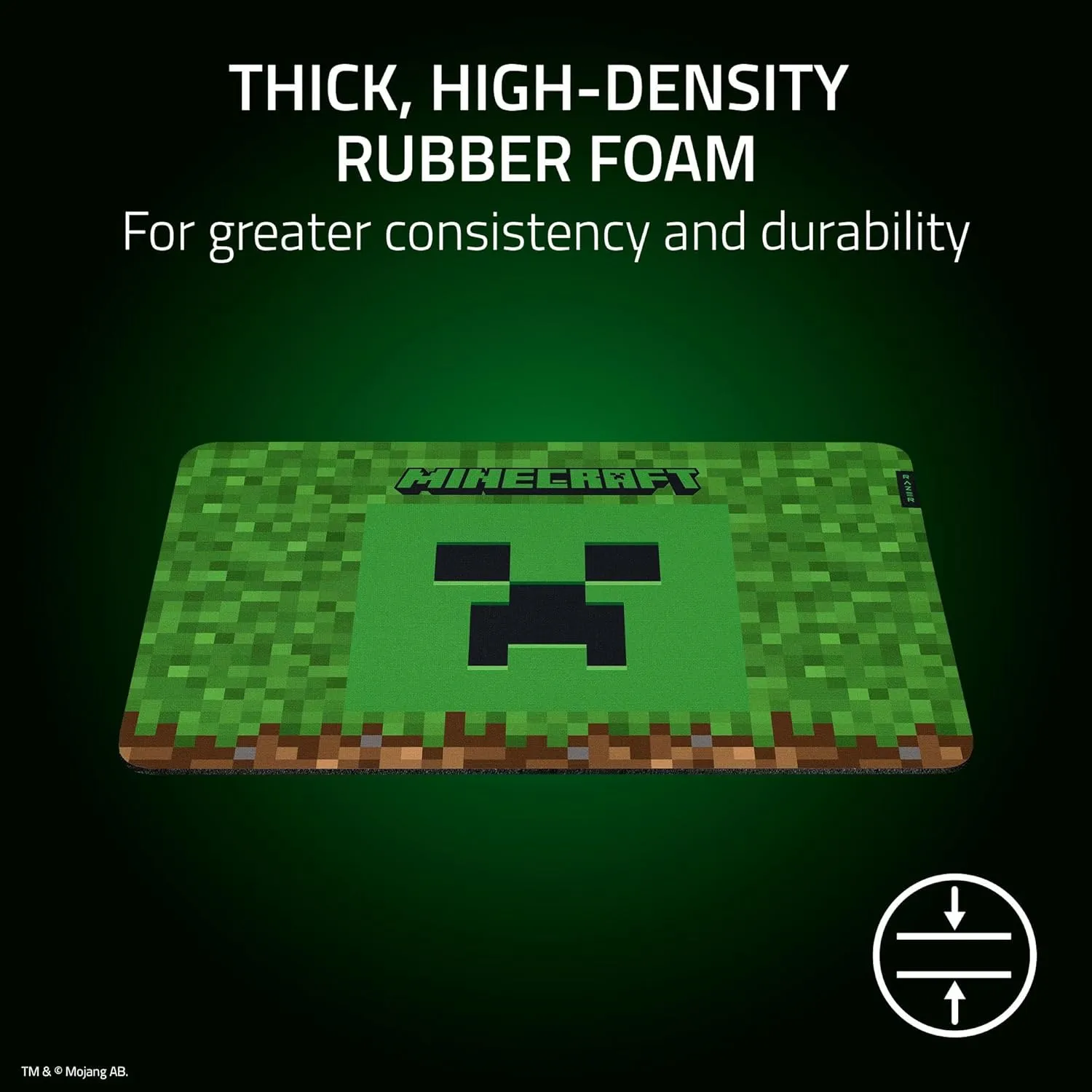 Razer Gigantus V2 Cloth Gaming Mouse Pad (Medium): Textured MicroWeave Cloth Surface - Thick, High-Density Rubber Foam - Non Slip Base - Minecraft Edition
