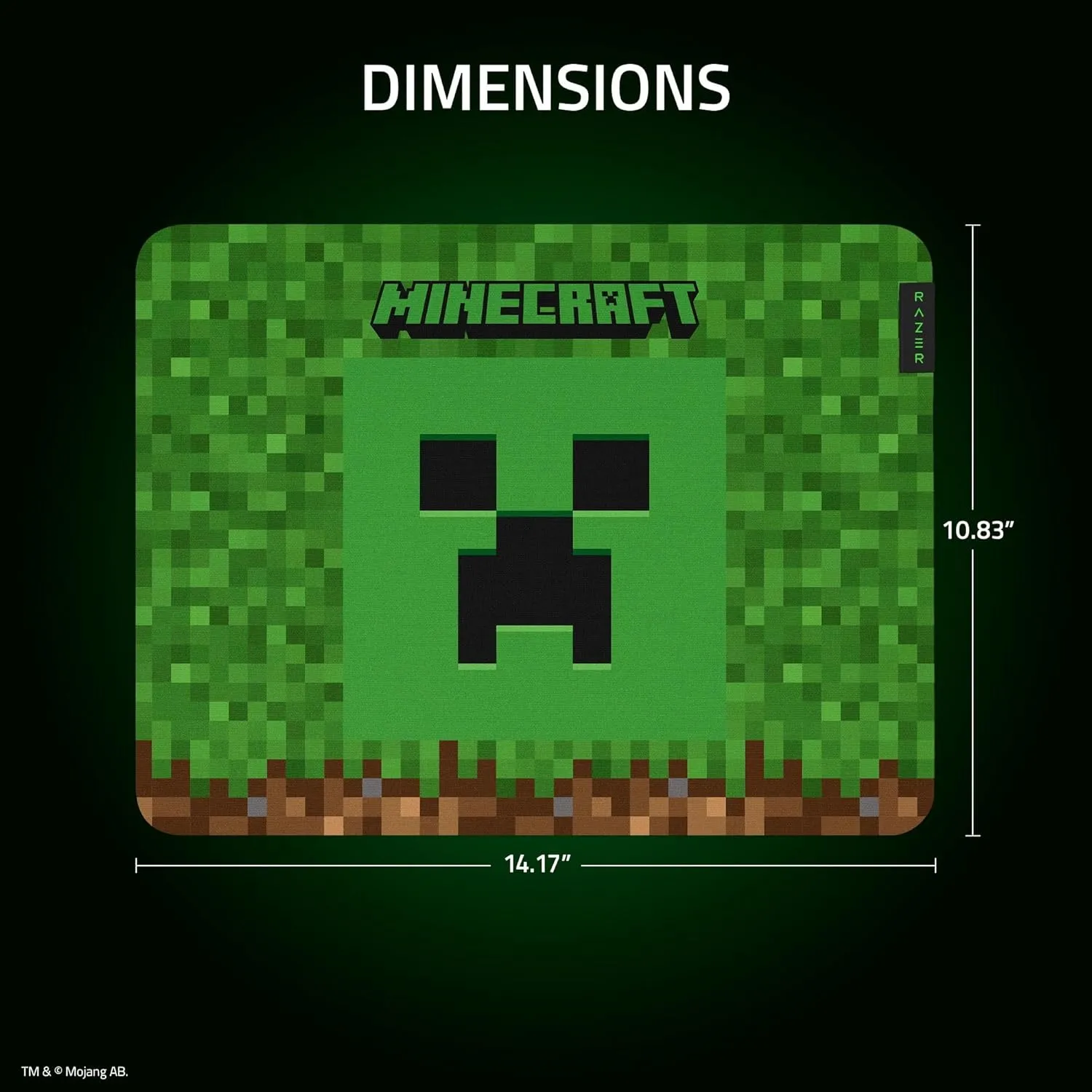 Razer Gigantus V2 Cloth Gaming Mouse Pad (Medium): Textured MicroWeave Cloth Surface - Thick, High-Density Rubber Foam - Non Slip Base - Minecraft Edition