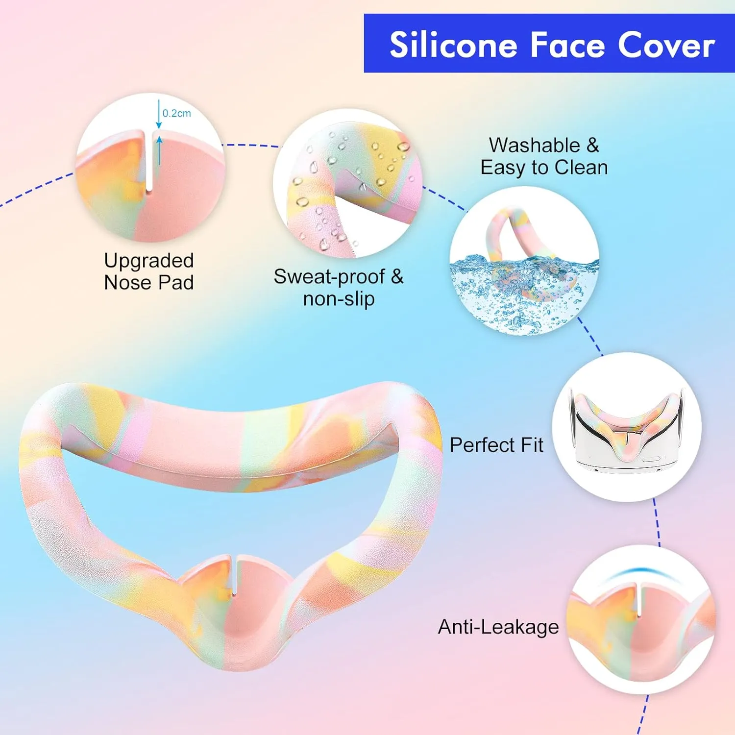 Relohas VR Accessories for Oculus Quest 2, Silicone Set for Meta Quest 2, Include Controller Grip Leather Cover, VR Shell Cover, Face Cover, Lens Cover and 10PCS Disposable Eye Cover (Macaron)