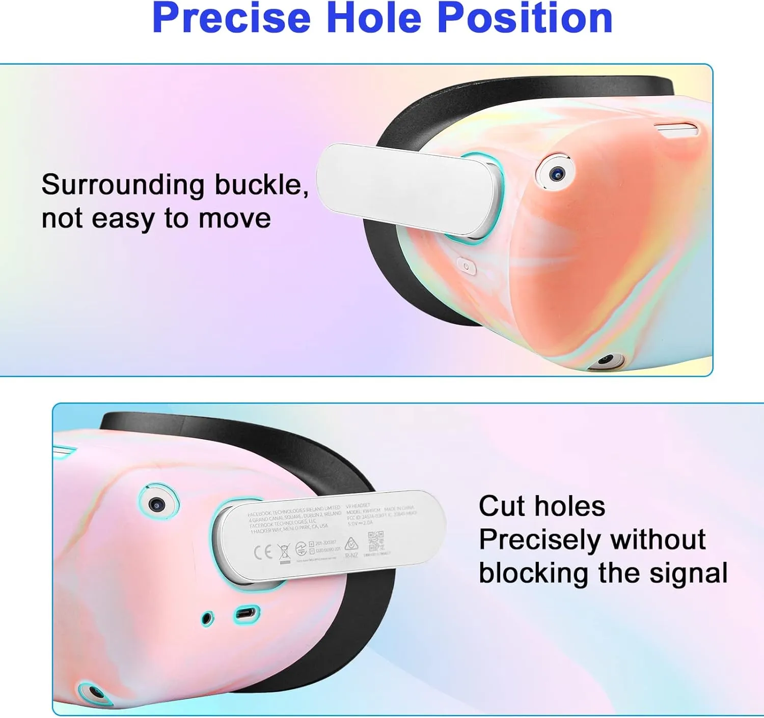 Relohas VR Accessories for Oculus Quest 2, Silicone Set for Meta Quest 2, Include Controller Grip Leather Cover, VR Shell Cover, Face Cover, Lens Cover and 10PCS Disposable Eye Cover (Macaron)