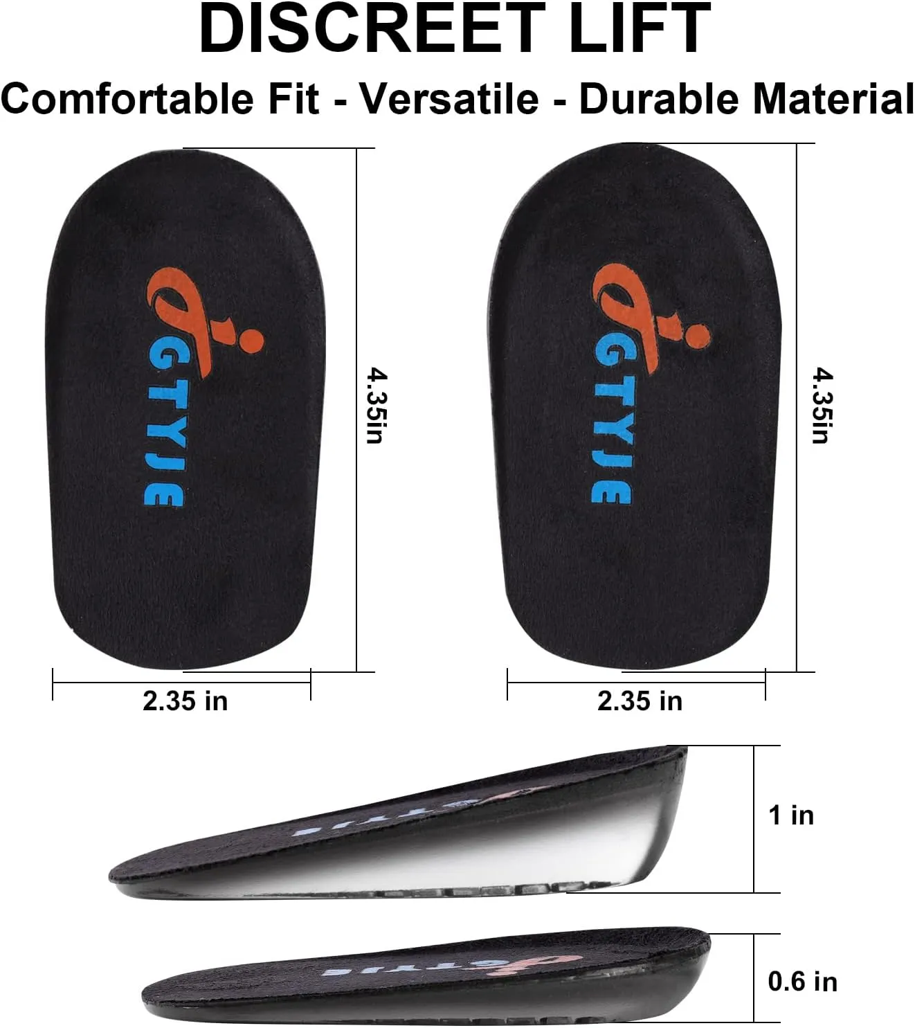 Shoe Lifts Heel Height Insoles - Height Increase Insoles for Men & Women, Invisible Foot Pads Shoe Inserts, Shoe Inserts to Make You Taller