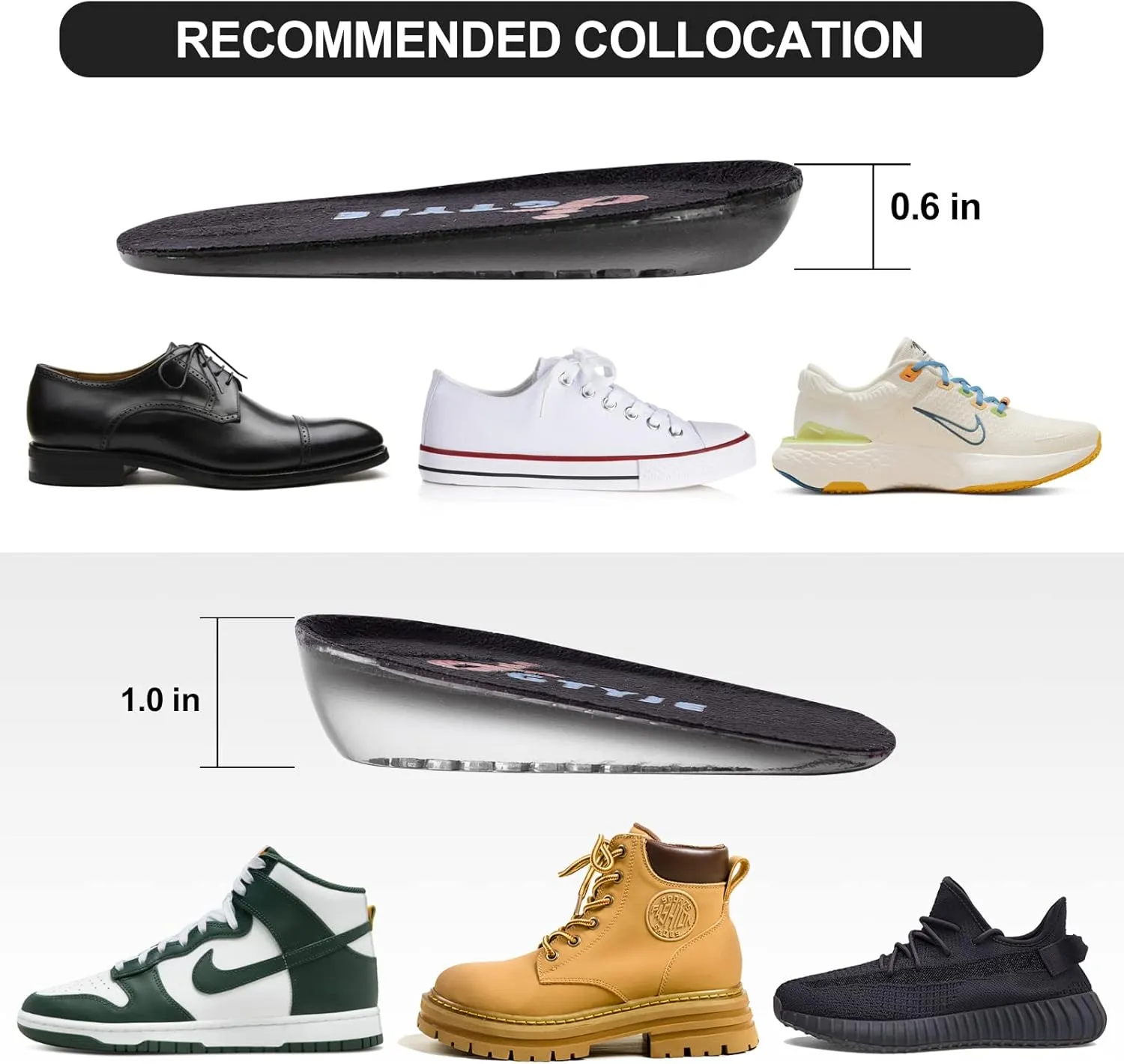 Shoe Lifts Heel Height Insoles - Height Increase Insoles for Men & Women, Invisible Foot Pads Shoe Inserts, Shoe Inserts to Make You Taller