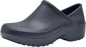 Shoes for Crews Clogs for Women, Slip Resistant, Water Resistant Slip-On Work Shoes for Food Service Chefs Kitchen Nurses Garden, Black, Leather