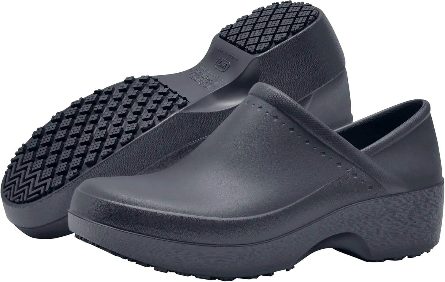 Shoes for Crews Clogs for Women, Slip Resistant, Water Resistant Slip-On Work Shoes for Food Service Chefs Kitchen Nurses Garden, Black, Leather