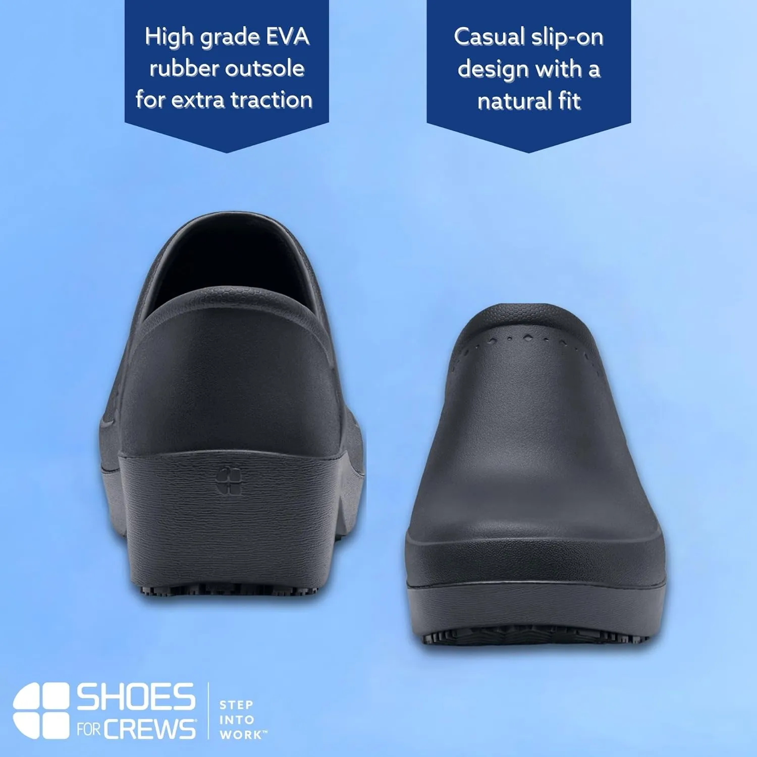Shoes for Crews Clogs for Women, Slip Resistant, Water Resistant Slip-On Work Shoes for Food Service Chefs Kitchen Nurses Garden, Black, Leather